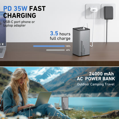 100W Portable Power Station – 88.8Wh, Dual Voltage