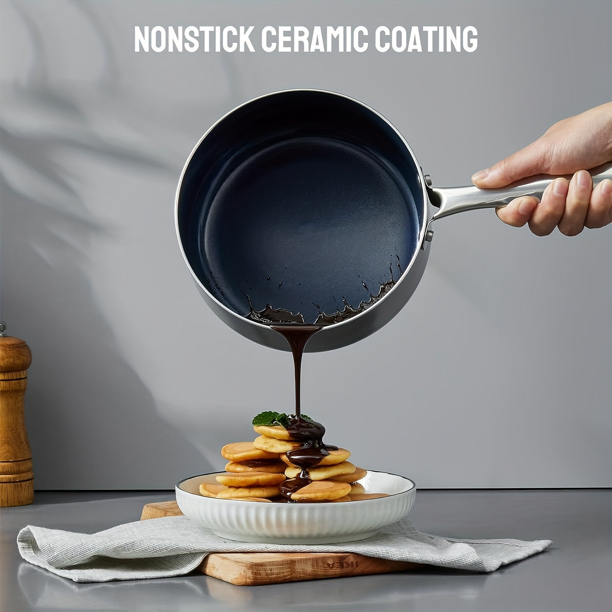 6pcs Induction Cookware, Pots and Pans Set with Non-Stick Ceramic Coating, Dishwasher Safe & Oven Safe, Compatible with All Stoves, Black