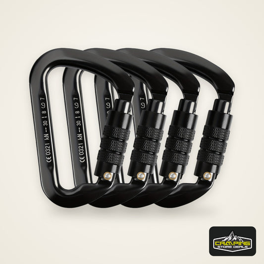 4pcs Heavy Duty 30KN Auto-Locking Carabiners - Lightweight Aluminum, D-Shaped Twist Lock for Hammocks & Outdoor Adventures