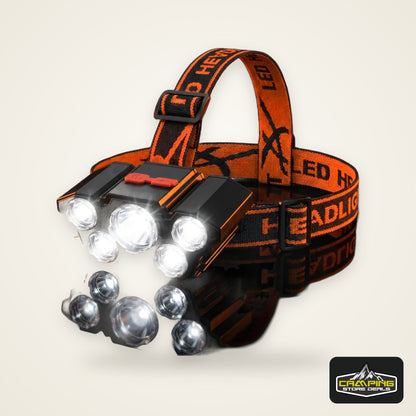 5 LED Flashlight Rechargeable with Built in Lithium Battery Strong Head Light Camping Adventure Fishing Cycling Headlamp