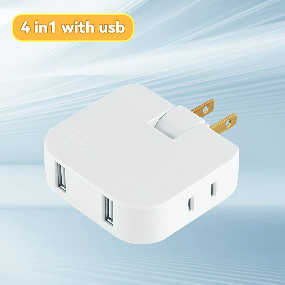 Universal 110V/220V Rectangle Portable Power Socket Adapter with Collapsible Converter - USB Slot and Power Supply - Travel-Friendly Compact Design for Worldwide Use