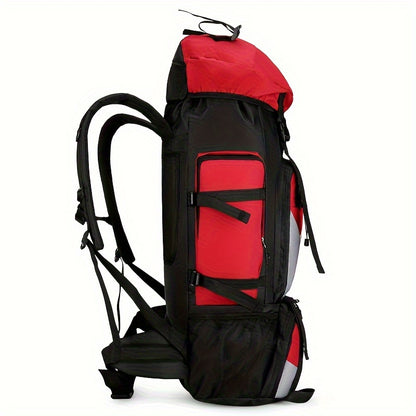 [Large Capacity | Durable] Lightweight 90L Travel Backpack | Large Capacity, Durable Nylon, Adjustable Straps | Red & Black for Hiking, Camping, and Outdoor Adventures