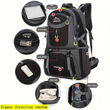 OGEHUAFEE 40L Adventure Backpack - Black with Yellow Accents, Adjustable Straps, Multiple Compartments, Durable Nylon, Ideal for Hiking, Travel, and Everyday Use, Travel Gear | Adjustable Strap Backpack | Durable Zippers