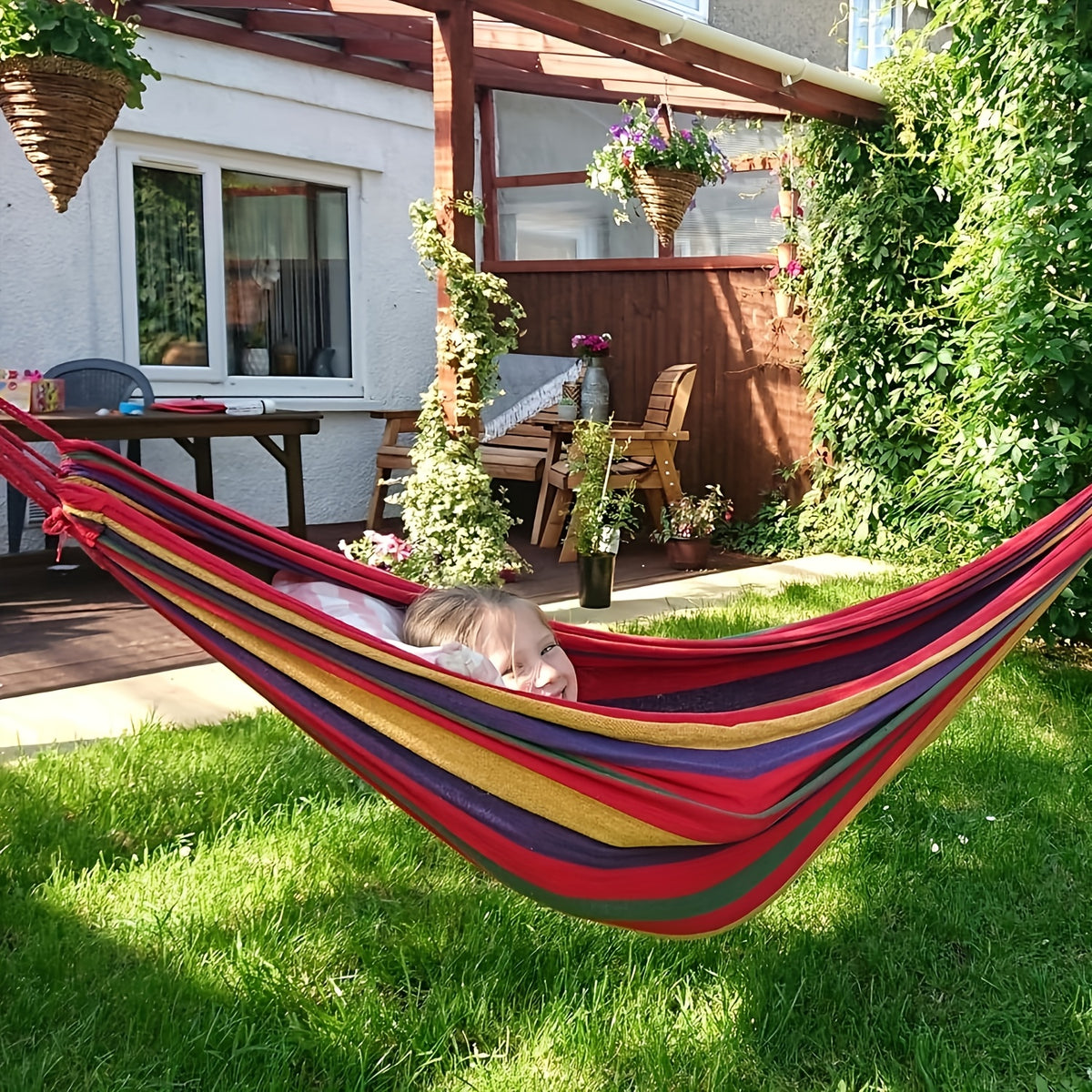 Anti-Tip Canvas Hammock with Tree Straps – 660 lb