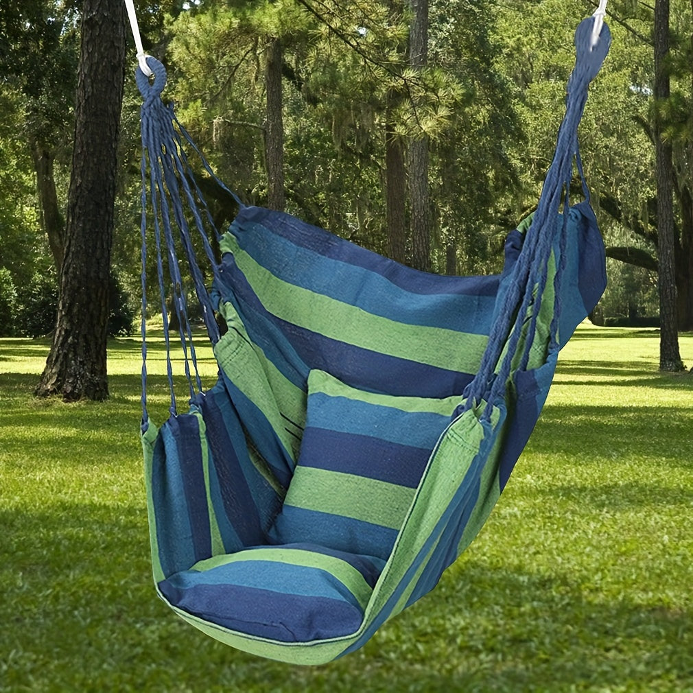 1pc Outdoor Hammock Chair Leisure Swing Hanging Chair Canvas Without Pillow And Cushion Indoor Outdoor Hammock Garden Leisure Furniture Hammocks, OPP Sealed Bag