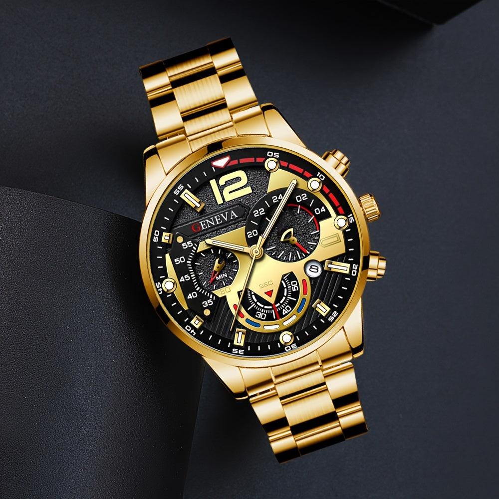 Fashion Men Watches Bracelet Men's Business Calendar Watch Stainless Steel Quartz Wristwatch Men Gift Watches