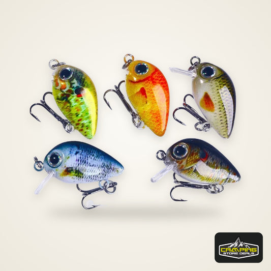 5Pcs 3cm Bass Fishing Lures Kit Topwater Crankbaits, Wobblers Swimbaits 1.5g/2g for Freshwater/Saltwater Light Fishing Tackle