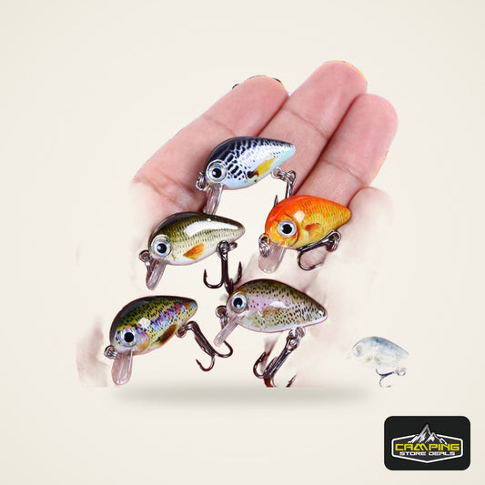 5Pcs 3cm Bass Fishing Lures Kit Topwater Crankbaits, Wobblers Swimbaits 1.5g/2g for Freshwater/Saltwater Light Fishing Tackle