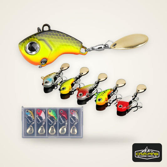 5pcs Fishing Lure Set Wobbler Rotating Metal VIB Vibration Bait Spinner Spoon Jig Sea Lures Artificial Hard Baits Sequins Tackle