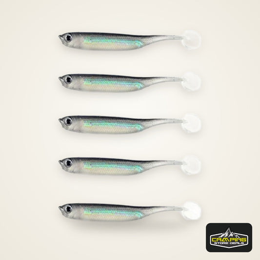 5Pcs opp 7cm 2.2g Jighead Worms T Tail fish Fishing Lures Rainbow Color  Fishing Bait Long-Range Freshwater and Saltwater Lure