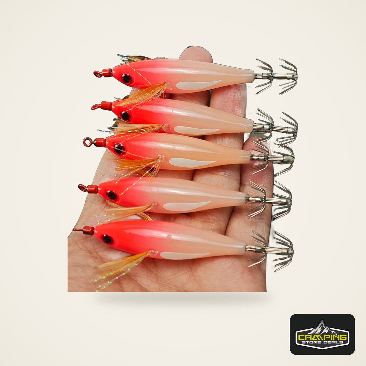 Ackibbik Glow Squid Jig Egi Set (5 Pack)