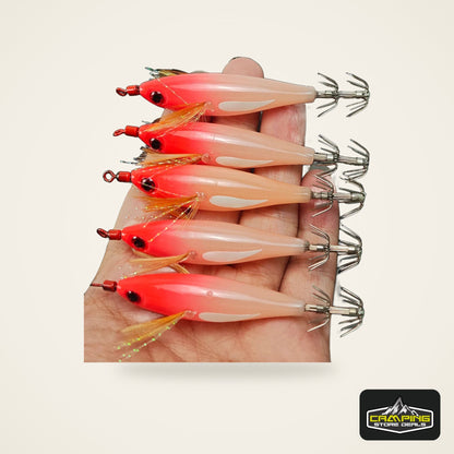 Ackibbik Glow Squid Jig Egi Set (5 Pack)