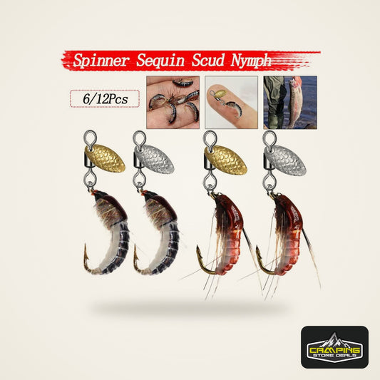 Sequin Scud Nymph Flies (6 or 12 Pack)