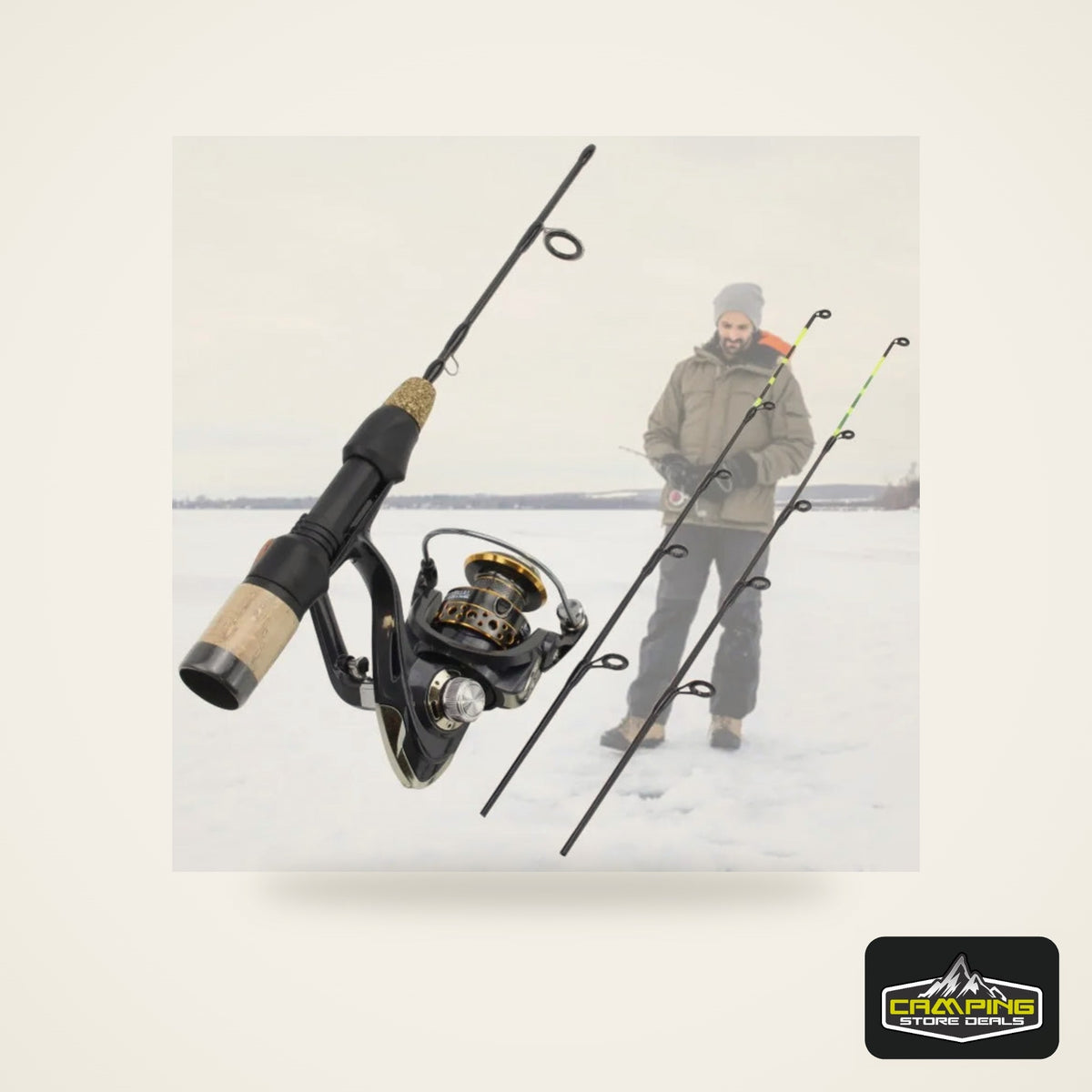 60cm Carbon Ice Fishing Rod and Reel Combo (2 Tips)