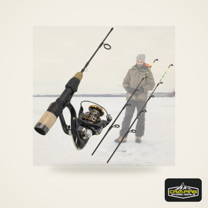 60cm Carbon Ice Fishing Rod and Reel Combo (2 Tips)