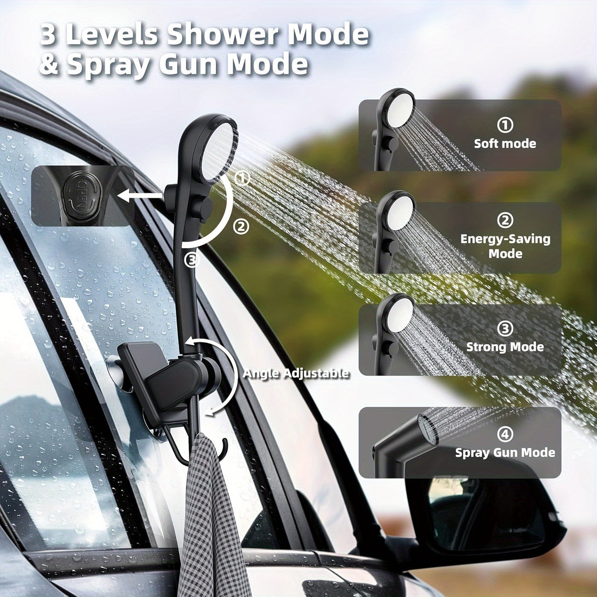 [Portable Shower] 6000mAh Portable Camping Shower | 5 Gallon Foldable Bucket & Filtered Shower Head - Battery/USB Powered Outdoor Shower for Hiking, Beach, Travel, Pet Bath, Car Washing, Surf & Boat Cleaning, Highquality Comp