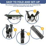 Camping Cots for Adults with Mattress, Chaise Lounges Folding Outdoor Camping Travel Cot with Pad 900LBS(Max Load), Lightweight, Stable, Durable Folding Bed with Carrying Bag