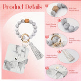 3pcs Silicone Beaded Bracelet Card Holder, Leopard Print PU Tassel Wallet Keychain, Camping Bag Accessories