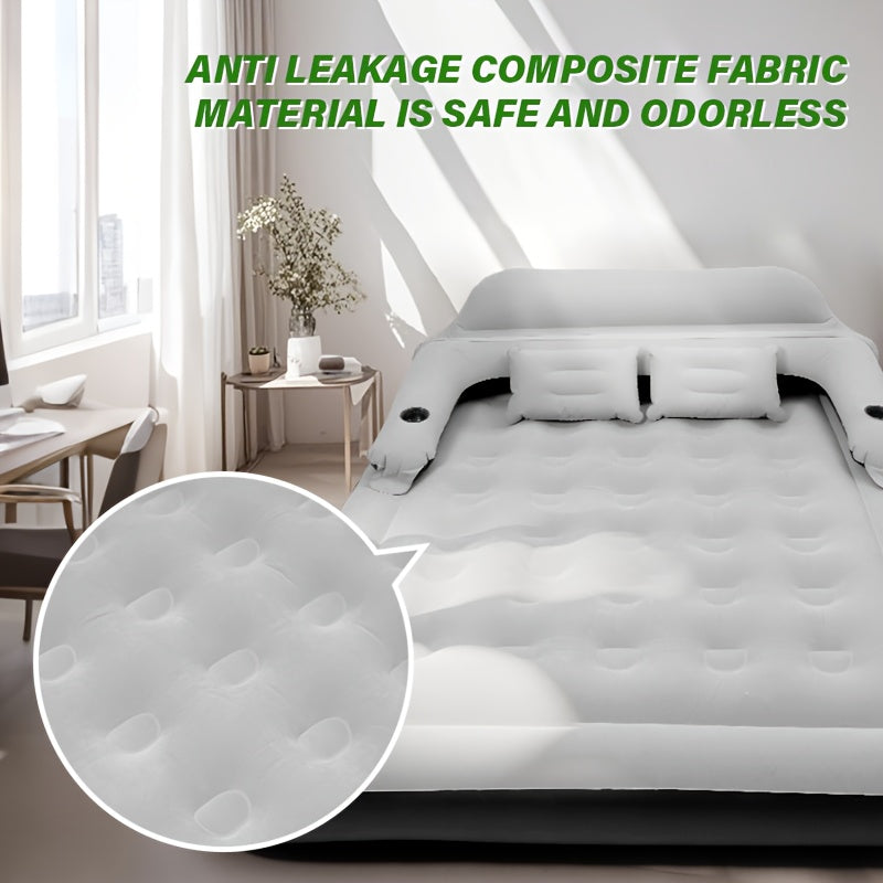 [Automatic Inflatable Mattress] Automatic Double Bed Inflatable Mattress with Backrest Pillow | Portable Air Cushion Outdoor Camping Home Inflatable Mattress Bed with Inflatable Pump