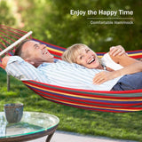 2-Person Anti-Flip Camping Hammock with Striped Design - Spacious Double Hammock with Quick-Setup Straps & Durable 100% Polyester Fabric for Couples, Friends - Perfect for Backyard, Beach, Hiking & Outdoor Adventures, Beach H