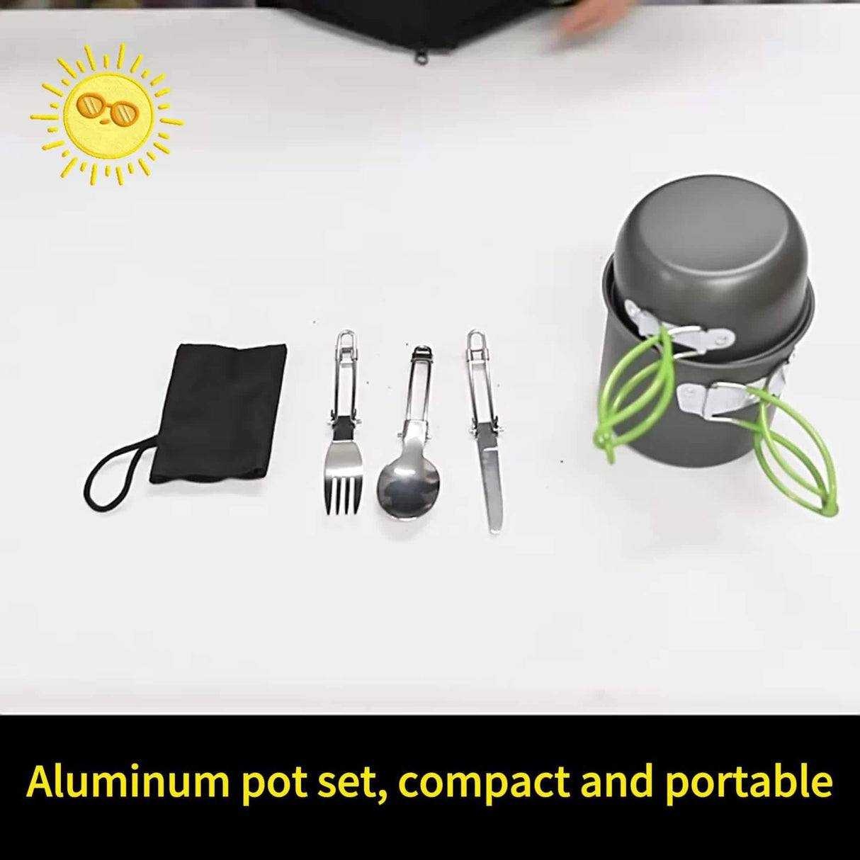 1pc Camping Cookware Kit With Stainless Forks Knives Spoons For Outdoor Camping, Picnic, Travel, Cooking