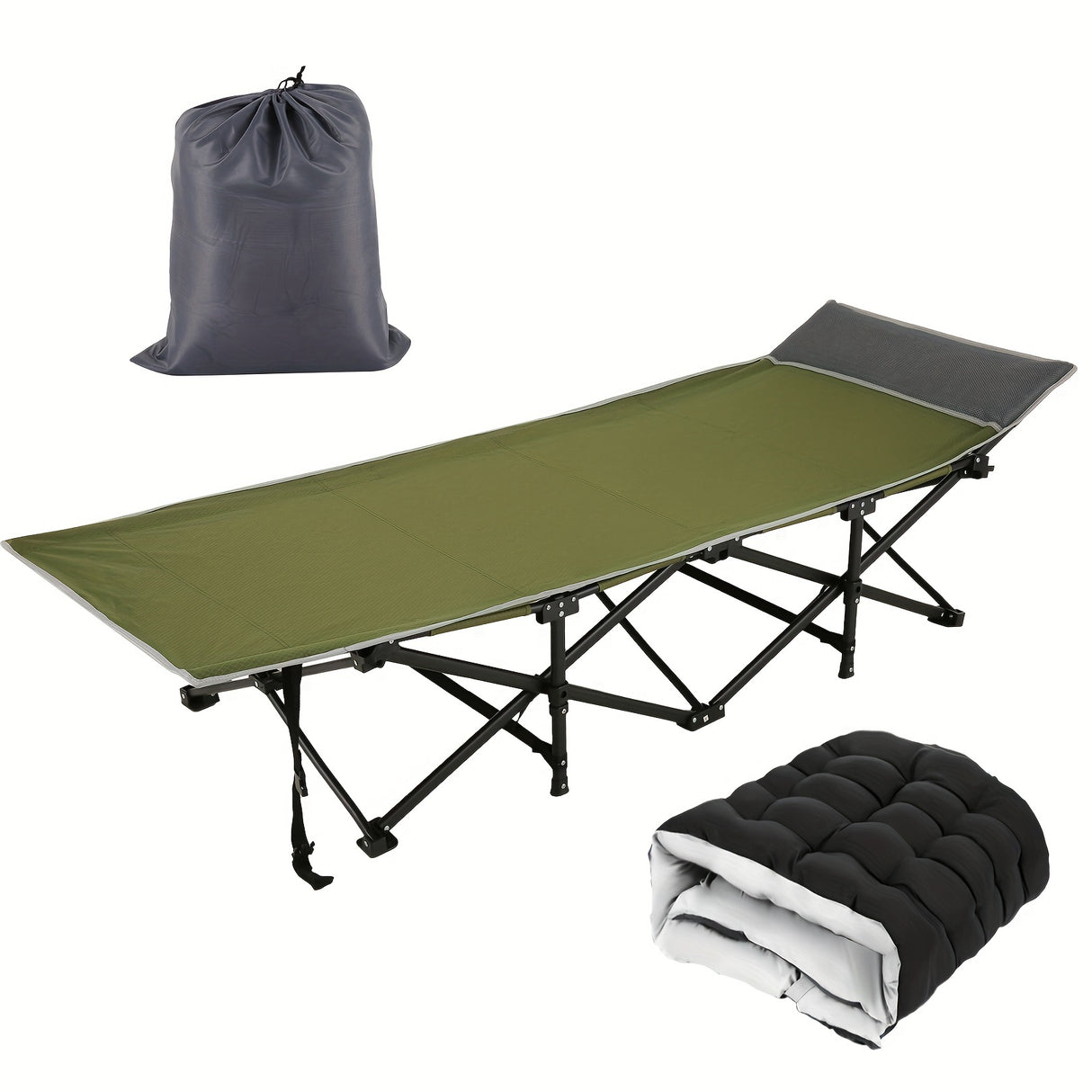 Camping Sleeping Cots with cotton-padded/Velvet Mattress, 900lbs Double Layer Oxford Portable Folding Cots for Garden, Camping, Hiking, Outdoor, Home, Office, Lightweight, Stable, Durable
