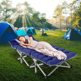 LILYPELLE Folding Camping Cot Bed With 2-Side Mattress, Heavy Duty Sleeping Cot Bed With Carry Bag, Portable Travel Camp Cots For Home, Double Layer Oxford, For Office Nap And Outdoor Beach
