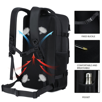 Light Blue Travel Backpack for Men and Women – Fits 17.3" Laptop, Adjustable Straps, Shoe Compartment, Breathable Mesh Back, Durable Polyester for Camping, Hiking, and Travel – Casual, Multipurpose Design