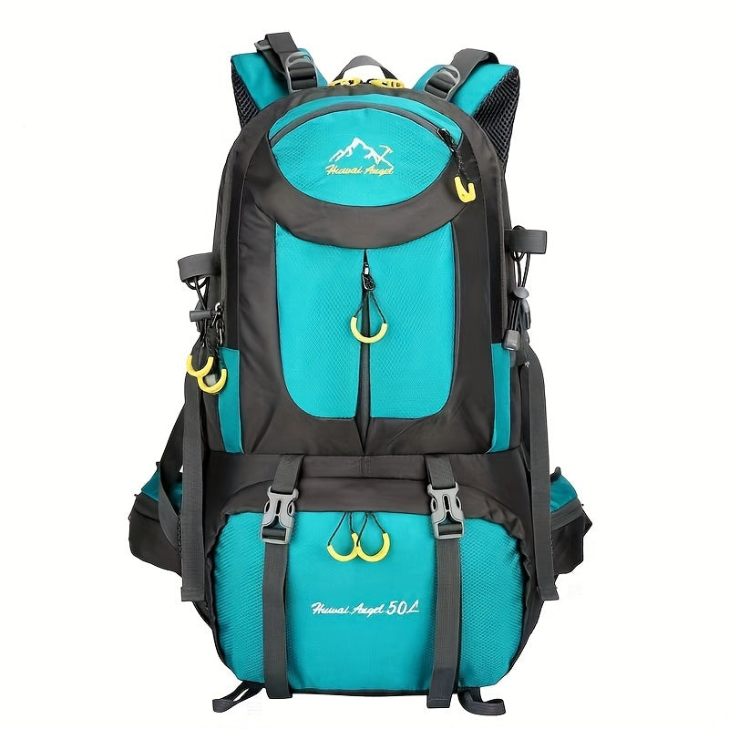 Universal Climbing Backpack, Lightweight Travel, Multifunctional, Hiking, Alphabet Pattern, Hard Shell, Black, with Zipper Closure, Hip Adjustment, Nylon Fabric, Utility Pocket, Cord Embellishment, Wipe with Damp Cloth, for L