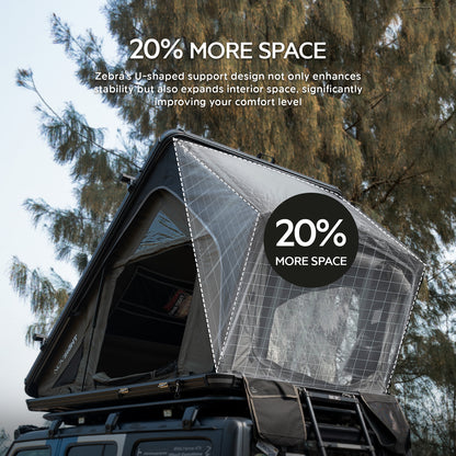 NOVSIGHT Black Roof Top Hard Shell Rooftop Tent 2-3 People Car Camping All Season with Luggage Rack Waterproof Rooftop Tent for for Jeep SUV Truck Overland Car Roof Tent For Camping with Ladder