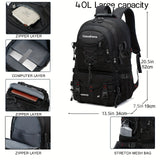 [Lightweight Hiking Backpack] CASAKECA 40L Lightweight Hiking Backpack | Durable Polyester Outdoor Travel Daypack with Laptop Sleeve, Adjustable Straps, USB Charging Port, and Multiple Compartments for Climbing, Camping & Tou