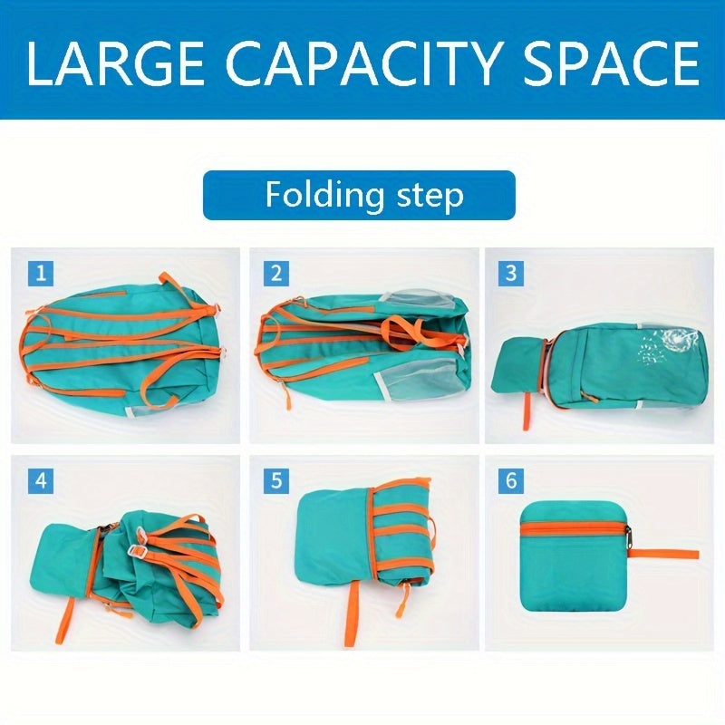 [Lightweight Foldable Backpack] Lightweight Nylon OGEHUAFEE Backpack - Large Capacity, Foldable Design | Travel, Hiking & Commuting, Black with Floral Accents, Adjustable Shoulder Straps, Zip Closure