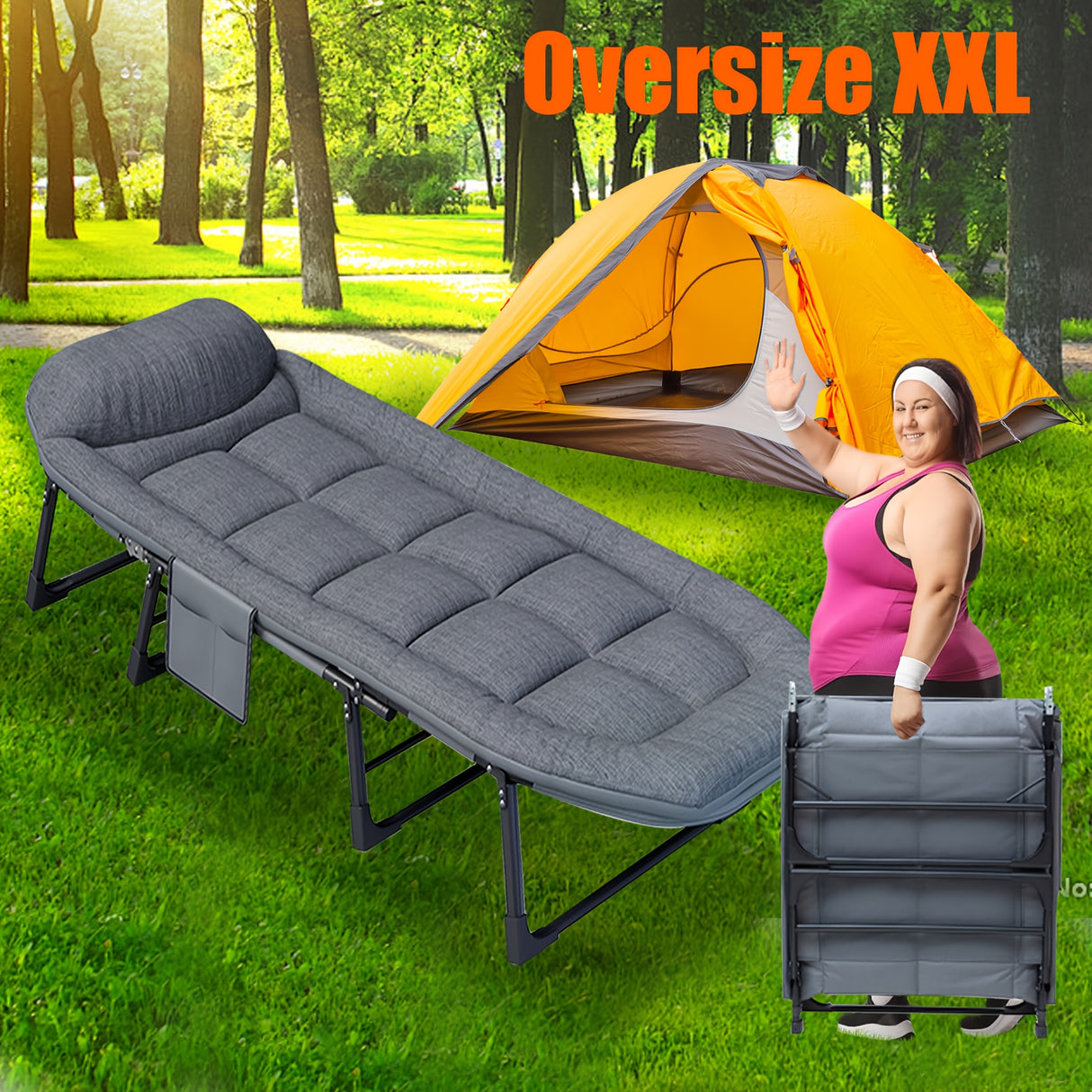 1pc Sleeping Cots For Adults, Portable & Foldable Bed With Mattress And Pillow, Heavy Duty Sturdy Frame For Camping, Travel, Room, Office