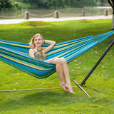 Lazy Daze Hammocks Double Hammock with Space Saving Steel Stand Includes Portable Carrying Case and Head Pillow, 450 Pounds Capacity