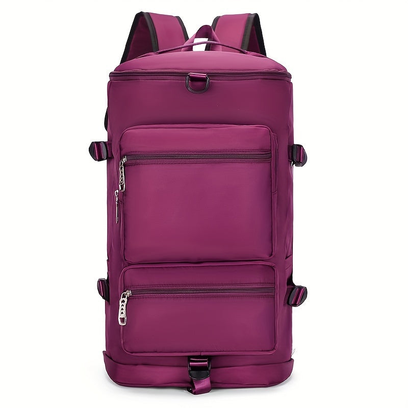 Large Capacity Waterproof Nylon Backpack with Dry/Wet Separation, Shoe Compartment - Adjustable Straps, Multi-Functional Outdoor Hiking and Camping Bag for Men and Women, Purple, Backpack for Travel