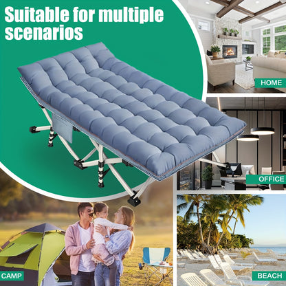 Oversize XXL Folding Camping Cot Extra Wide Heavy Duty Guest Bed with Mattress Max Load 700lbs Cots for Sleeping for Adults Kids Portable Bed Travel for Outdoor Beach Garden Fishing Vacation 79" L X 32" W X 18" H Camping Hunt