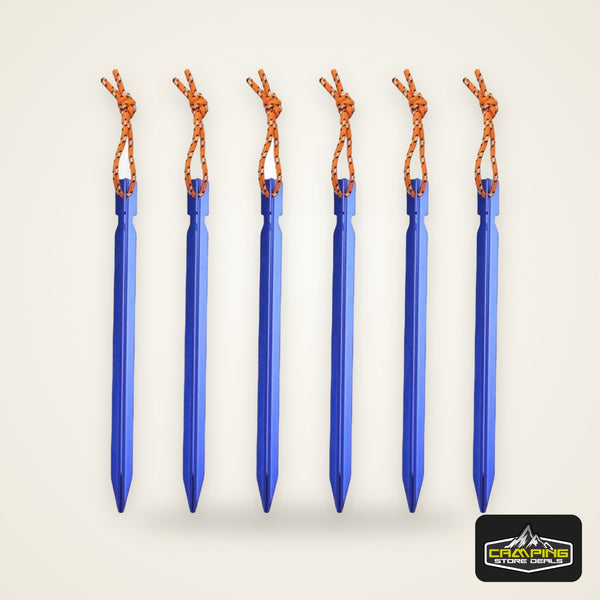 6Pcs Canopy Tent Pegs Aluminum Alloy Outdoor Garden Stakes Ground Nail With Cord For Camping Backpacking Hiking Tent Accessories