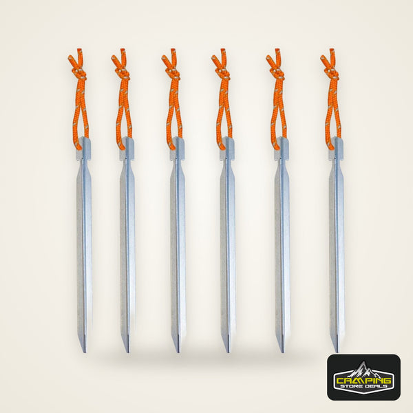 6Pcs Canopy Tent Pegs Aluminum Alloy Outdoor Garden Stakes Ground Nail With Cord For Camping Backpacking Hiking Tent Accessories