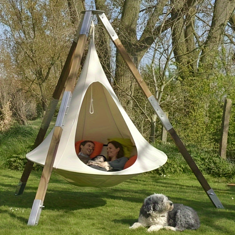 [Cozy Butterfly Swing Hammock Chair] Portable Butterfly-Shaped Swing Hammock - Cozy Outdoor Hanging Rope Chair with Wooden Frame & Metal Hardware, Ideal for Camping & Garden Leisure, Easy-Clean Non-Woven Material, Hammocks fo