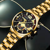 3pcs/set, Fashion Mens Business Stainless Steel Calendar Watches & Silvery Bracelet Cross Pendant Necklace