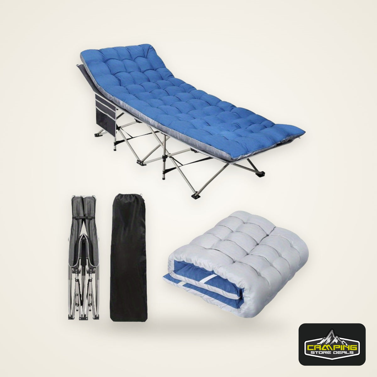 75" Folding Camping Cot, Heavy Duty Sleeping Cots with Carry Bag, Oxford Portable Travel Camp Cots for Home, Office Nap and Outdoor Beach