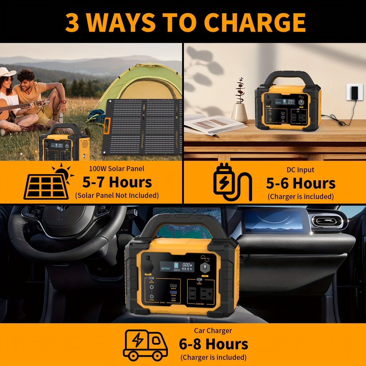 300W/294Wh Portable Power Station with Foldable Solar Panel (100W), 294Wh Solar Generator & 100W Solar Panel, Suitable for Family Emergency Outdoor Hunting Camping RV Trip