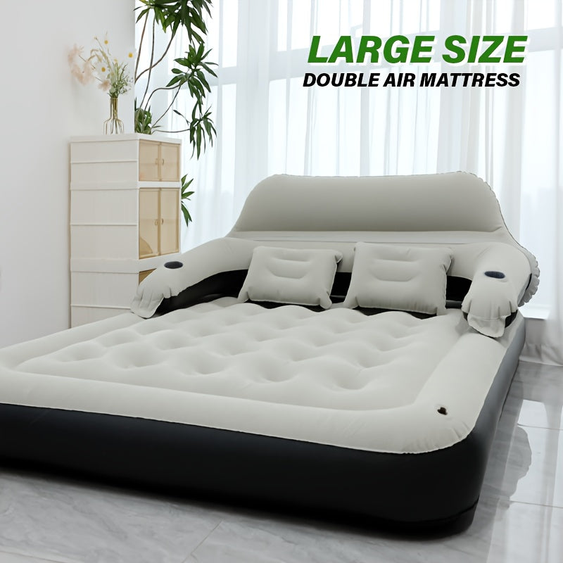 [Automatic Inflatable Mattress] Automatic Double Bed Inflatable Mattress with Backrest Pillow | Portable Air Cushion Outdoor Camping Home Inflatable Mattress Bed with Inflatable Pump