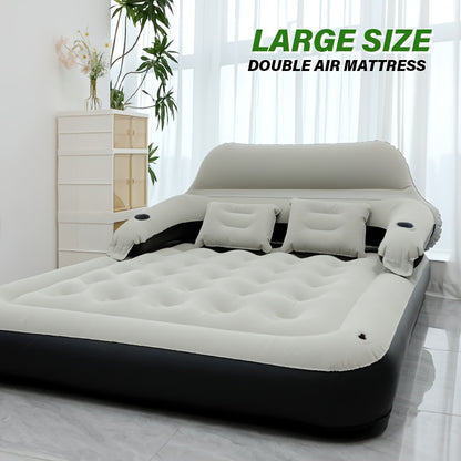[Automatic Inflatable Mattress] Automatic Double Bed Inflatable Mattress with Backrest Pillow | Portable Air Cushion Outdoor Camping Home Inflatable Mattress Bed with Inflatable Pump