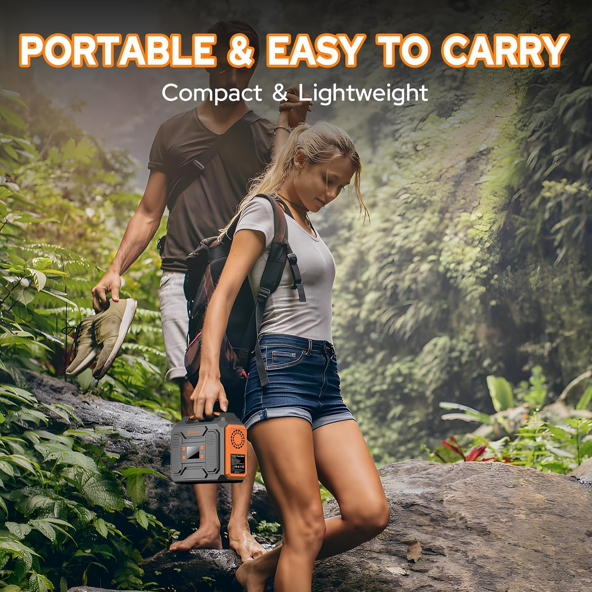 [300W Portable Solar Generator] Portable Power Station Solar Generator - 300W/250W/150W/100W, 146Wh/155Wh/250Wh/280Wh/296Wh Compact Lithium-Ion Battery Charger with 110V AC Outlet, DC & USB Outputs, LED Flashlight, Built-in C