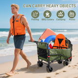 Collapsible Folding Wagon Cart, Convertible beach chair, Large Capacity Camping Wagon, Can hold up to 400 lbs, All Terrain Foldable Wagon, Heavy Duty Utility Wagon Cart For Grocery Outdoor Beach Gardening Shopping Fishing