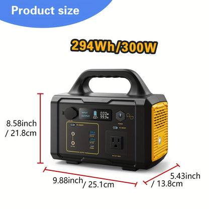 293Wh/300W Portable Power Bank With Solar Panel For Family Emergency Outdoor Hunting Camping RV Trip