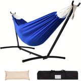 Lazy Daze Hammocks Double Hammock with Space Saving Steel Stand Includes Portable Carrying Case and Head Pillow, 450 Pounds Capacity