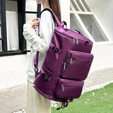 Large Capacity Waterproof Nylon Backpack with Dry/Wet Separation, Shoe Compartment - Adjustable Straps, Multi-Functional Outdoor Hiking and Camping Bag for Men and Women, Purple, Backpack for Travel