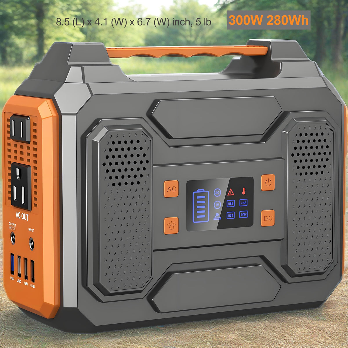 [300W Portable Solar Generator] Portable Power Station Solar Generator - 300W/250W/150W/100W, 146Wh/155Wh/250Wh/280Wh/296Wh Compact Lithium-Ion Battery Charger with 110V AC Outlet, DC & USB Outputs, LED Flashlight, Built-in C